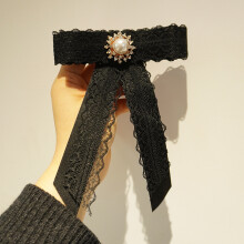 (Style 3) Bow Satin Black Tie With Rhinestone And Lace Decorations For Formal Wear