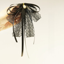 (Style 7) Satin Bow Black Tie With Rhinestone And Lace Decorations Wear Formal For