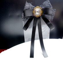 (Style 6) Satin Bow Black Tie With Rhinestone And Lace Decorations Wear Formal For