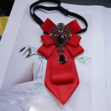 (Red Black) Unisex Bow Tie With Rhinestone Decorations Suitable For Wear Fashion Winter