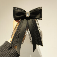 (Style 4) Satin Bow Black Tie With Rhinestone And Lace Decorations Wear Formal For