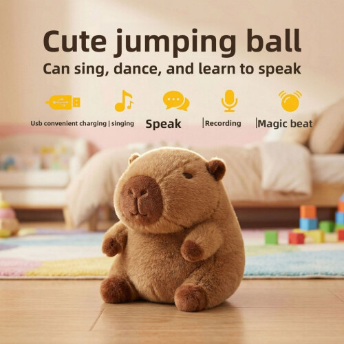 (Capybara) Plush Capybara Jumping Toy With Sound Design For Visual Motor Development Skill
