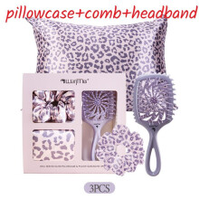 (Purple) Pattern Satin Leopard Pillow Cover Hair Accessories With Soft Fabric For Travel Home And