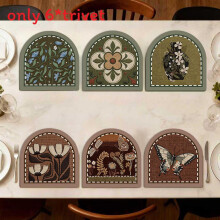 (17X17CM)Sous-verres isolants en caoutchouc avec paysages artistiques et motifs figurines pour décoration intérieure