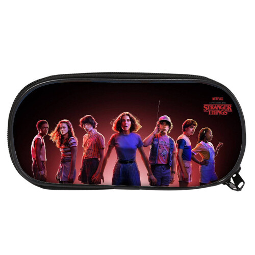 (StyleA) Functional Stranger Things Nylon Pencil Holder With Multiple Slots For School Work And