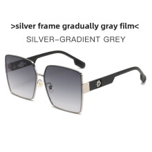 (Gradient Gray)Versatile Square Metal Sunglasses With Gradient Lenses For Leisure Statements