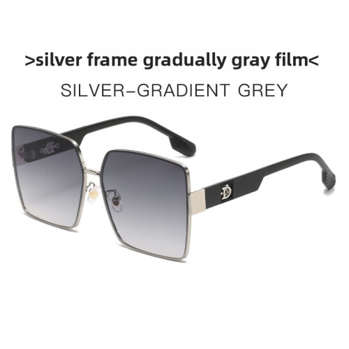 (Gradient Gray)Versatile Square Metal Sunglasses With Gradient Lenses For Leisure Statements