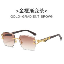 (Tea Gradient)Cheetah Logo Metal Frame Sunglasses With Uv400 For Summer Parties Daily Wear