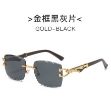 (Black Gray)Cheetah Logo Metal Frame Sunglasses With Uv400 For Summer Parties Daily Wear