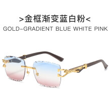 (Blue Pink)Cheetah Logo Metal Frame Sunglasses With Uv400 For Summer Parties Daily Wear
