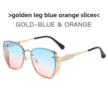 (Blue Pink)Modern Polyhedral Sunglasses With Pink Lenses For Travel And Casual Outings