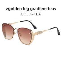 (Gradient Brown)Modern Polyhedral Sunglasses With Pink Lenses For Travel And Casual Outings