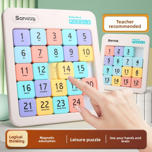 (4x4cm)Sliding Puzzle For Kids With Magnetic Number Grid Brain Development Educational Toy 2