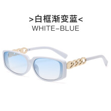 (White Blue)Óculos de sol feminino corrente quadrada com lentes Uv400 para acessórios de viagem e