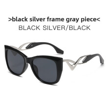 (Silver Black)Gafas de sol de alto estilo ojo de gato con tonos degradados para urbanos y looks ocio