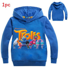 (Blue, 110cm) Trolls Cotton Printed Clothes Hooded Sweatshirt Kid Long Sleeve Hoodies