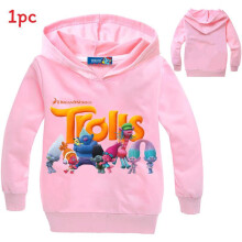 (Pink, 100cm) Trolls Cotton Printed Clothes Hooded Sweatshirt Kid Long Sleeve Hoodies