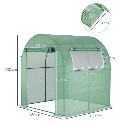 Walk-in Polytunnel Greenhouse 1.8x1.8x2m 2