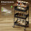 3-Tier Kitchen Storage Trolley with on Wheels Cover Top Board - Rustic Brown and Black 6