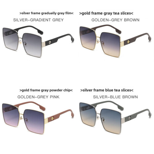 (Gray Pink)Versatile Square Metal Sunglasses With Gradient Lenses For Leisure Statements 1