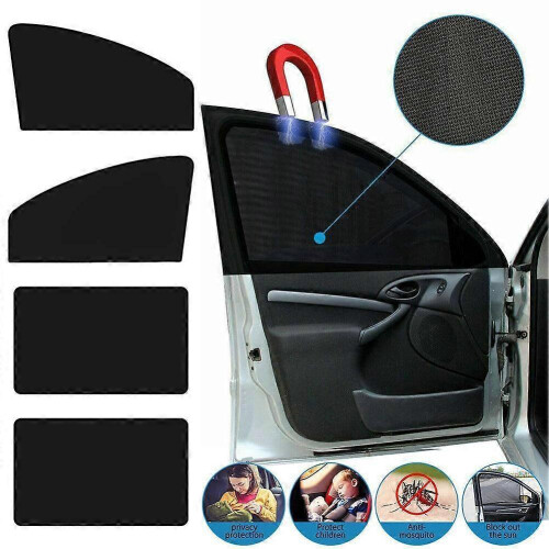 (one size, 4 piece set) 4x Magnetic Car Window Sun Shade Screen UV Visor Protector Sunshade B1Z0 1
