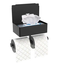 Wall Mounted Toilet Paper Holder Rack Stainless Steel Flat Phone Storage Shelf Fg