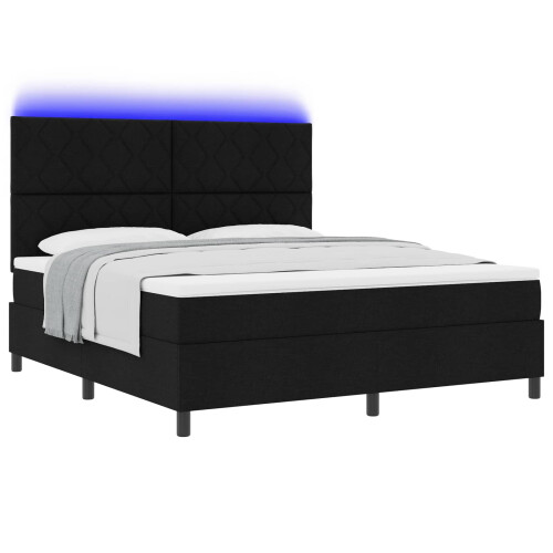 VidaXL vidaXL Boxspringbett mit LED-Lichtleisten Schwarz 180 x 200 cm Stoff 1