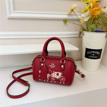 (Red, 19*13*10.5) Solid color hand-held crossbody bag