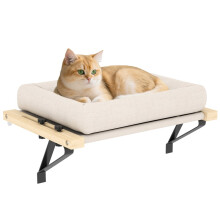 Cat Radiator Bed, Adjustable Hanging Cat Hammock with Removable and Washable Cushion for Indoor Cats, Cream White