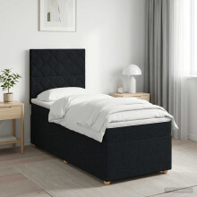 vidaXL Boxspringbett mit Matratze Schwarz 90 x 190 cm Stoff