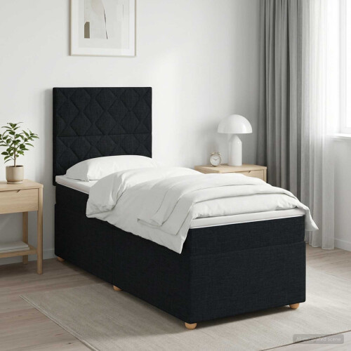 VidaXL vidaXL Boxspringbett mit Matratze Schwarz 90 x 190 cm Stoff