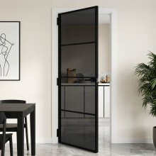 vidaXL Interior Tür 76 x 201,5 cm Verbautes Glas und Aluminium