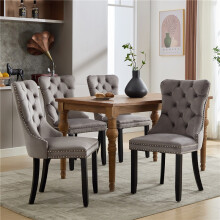 (Grey, Velvet) Modern Velvet Dining Chairs Set of 4, Grey