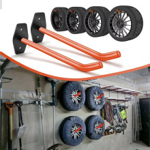 4pc Heavy Duty Garage Hooks - 88Lbs Capacity Anti-Slip Coating,Carbon Steel Wall-Mounted Tire Storage System Black