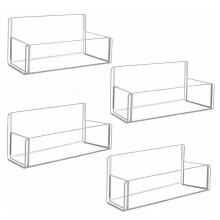 6in Adhesive Acrylic Spice Rack Organizer for Wall, Spice Shelf Organization for Kitchen Cabinet Door/Pantry Door, 4 PCS