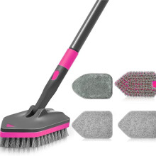1 Set Duschbürsten-Reinigungswerkzeug-Set mit Langer Griffbürste, Schwammköpfen und Reinigungstüchern für Badezimmer und Fliesen