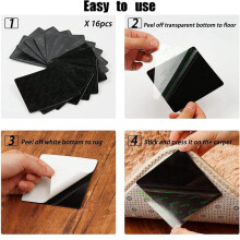 Washable Reusable Rug Tape, Residue-Free, Flattens Curled Carpet Corners, Safe for Hardwood, Tile and Marble Flooring