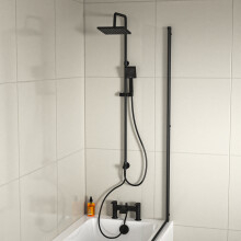 Nes Home Square Shower Mixer Tap, Handset & Riser Rail Kit Matte Black