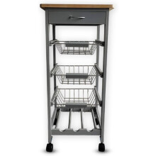 3 Tier Kitchen Wooden Trolley  Utility Storage Cart with Drawers Wheels
