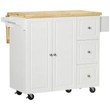 Rolling Kitchen Island with Drop Leaf & Drawers