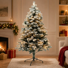 7ft Snow Flocked Pre-Lit Christmas Tree 300 LEDs