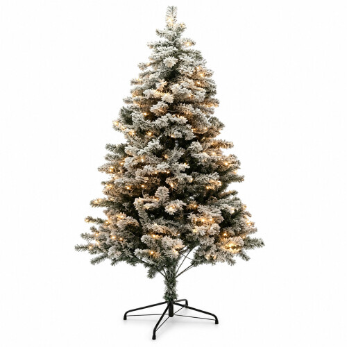 Gr8 Home 7ft Snow Flocked Pre-Lit Christmas Tree 300 LEDs 2