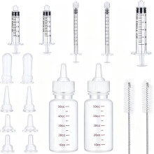 Welpen-Aufzuchtset, 17-Teilig für Kätzchen, Welpen und Neugeborene Haustiere, Inklusive Spritzen (1 Ml, 5 Ml, 10 Ml)