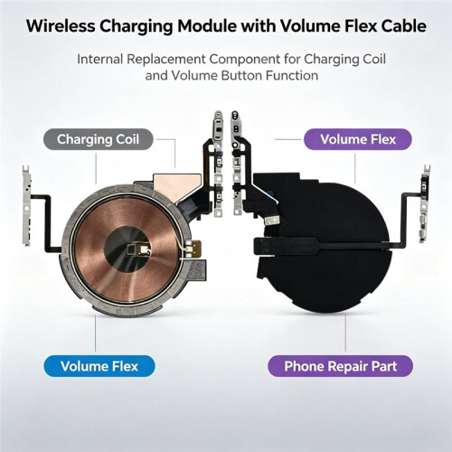 Wireless Charging Module for  14 Pro, Including Volume Flex Cable, Mute  Flex Cable, and Sensor Sticker, 1PC 1