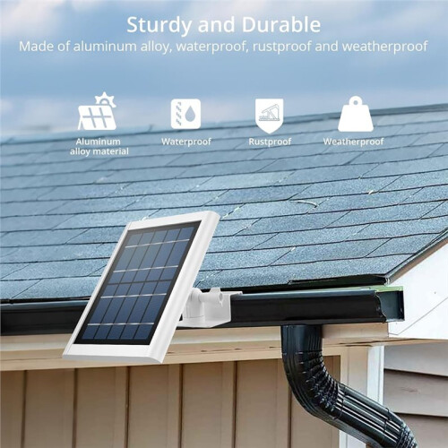 2 PCS Universal Solar Panel Gutter Mount, White Adjustable Aluminum Alloy Bracket for Security Cameras and Solar Panels 1