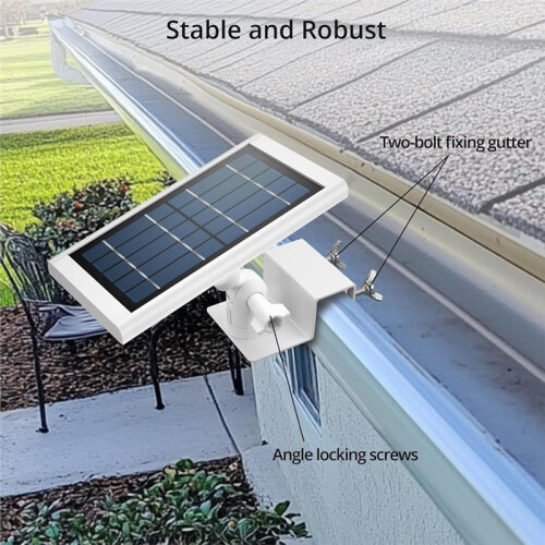 2 PCS Universal Solar Panel Gutter Mount, White Adjustable Aluminum Alloy Bracket for Security Cameras and Solar Panels 2