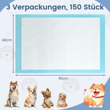 Tapis d'apprentissage pour chiens, imperméables, 6 couches, 90 x 60 cm, lot de 150