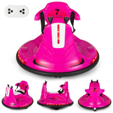 Auto tamponneuse pour enfants 6V, rotation à 360 degrés avec musique et lumières LED colorées, rose