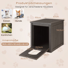 Meuble à litière pour chat avec porte pliante, en polypropylène résistant aux intempéries