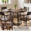 Round Dining Table with Shelf, Seats 4-6, Rustic Brown 4